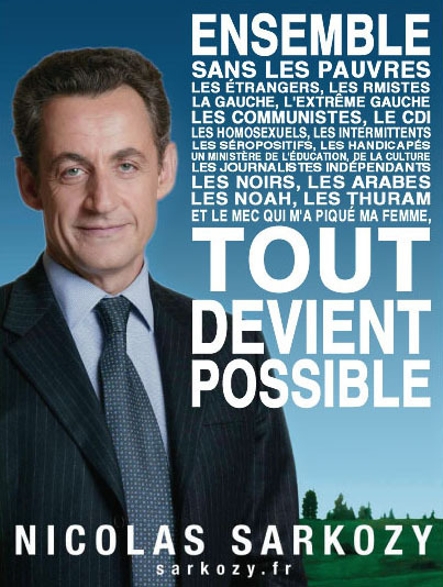Caricature de l'affiche de campagne de Sarkozy